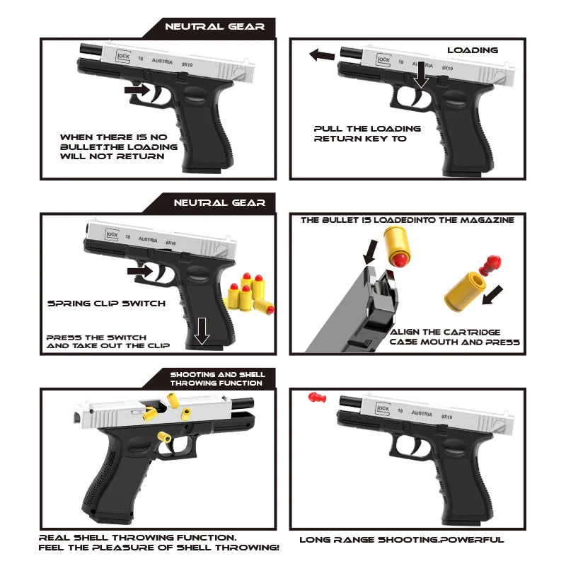 Automatic Shell Ejection Toy Gun | Realistic Action for Kids