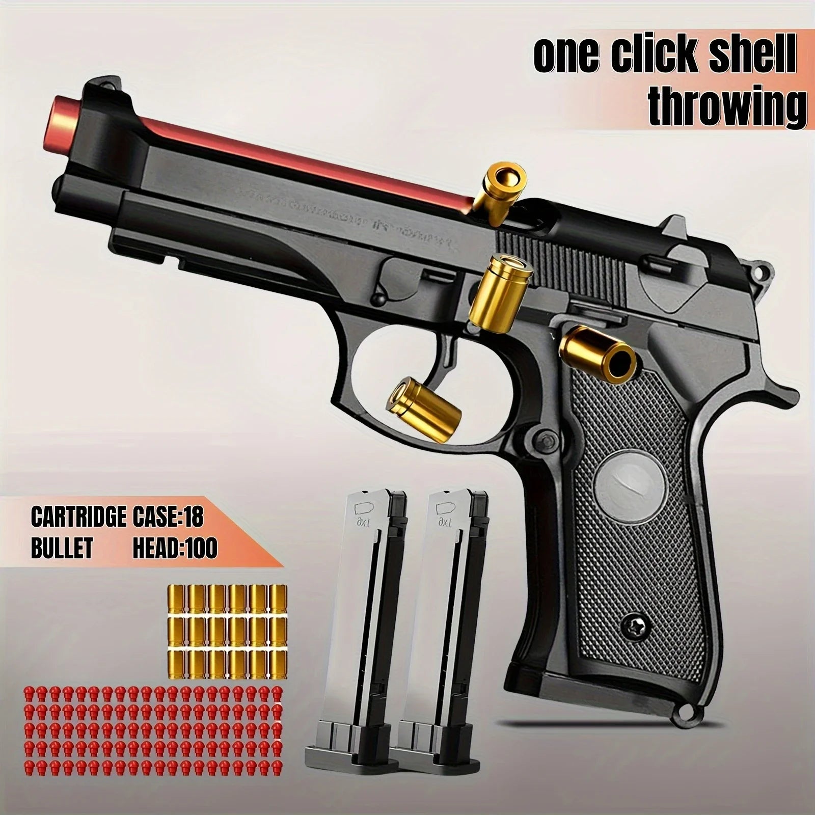 Continuous Fire M9A3 Black Pistol | Shell Ejecting Toy