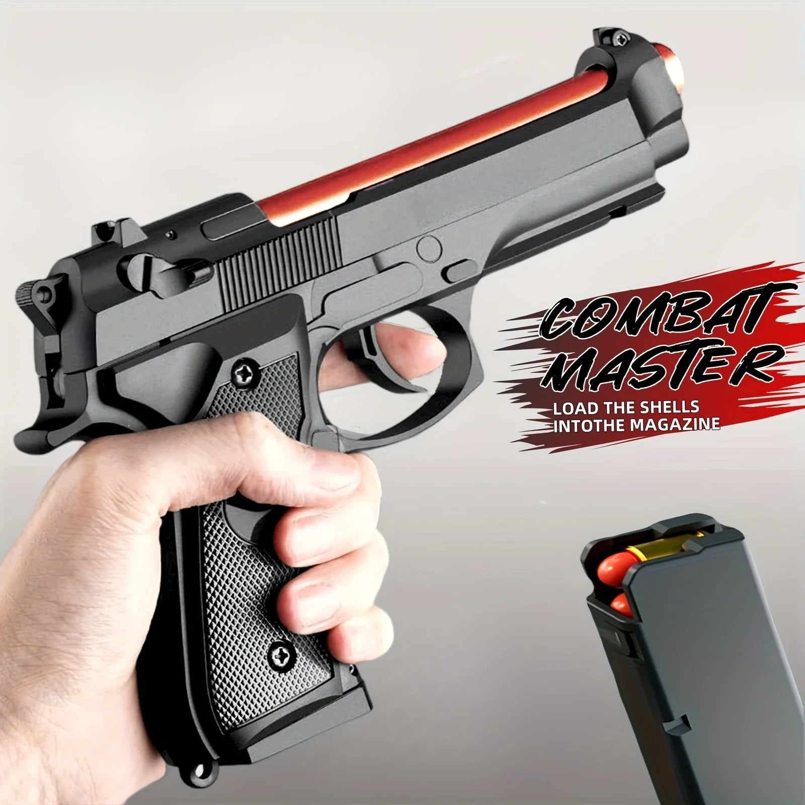 Continuous Fire M9A3 Black Pistol | Shell Ejecting Toy