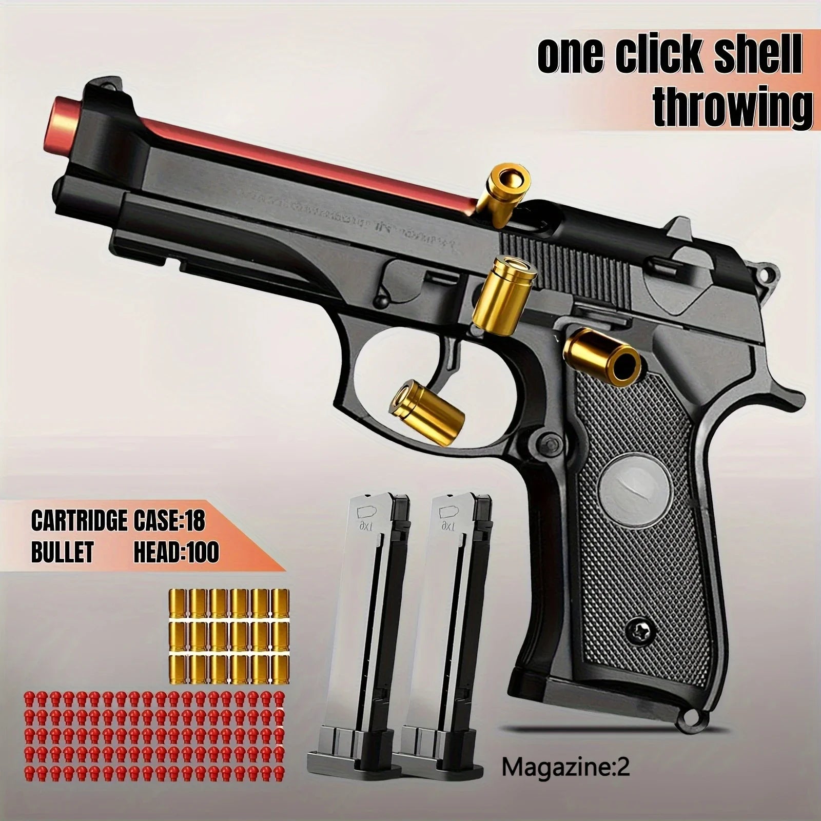 Continuous Fire M9A3 Black Pistol | Shell Ejecting Toy